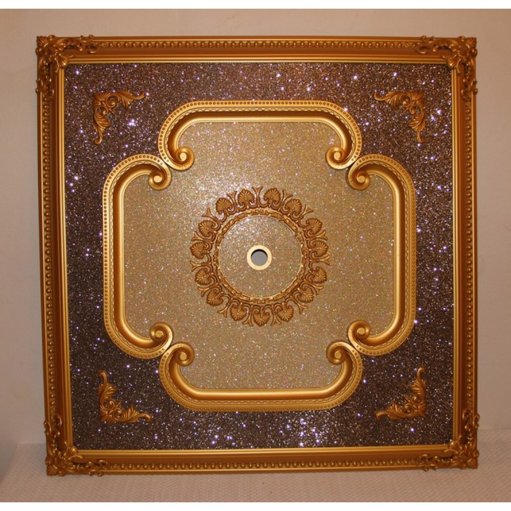 110 cm Kare Osmanli Saray Tavan S-351 Avize Gobegi Altin Varak Kaplamali 3D